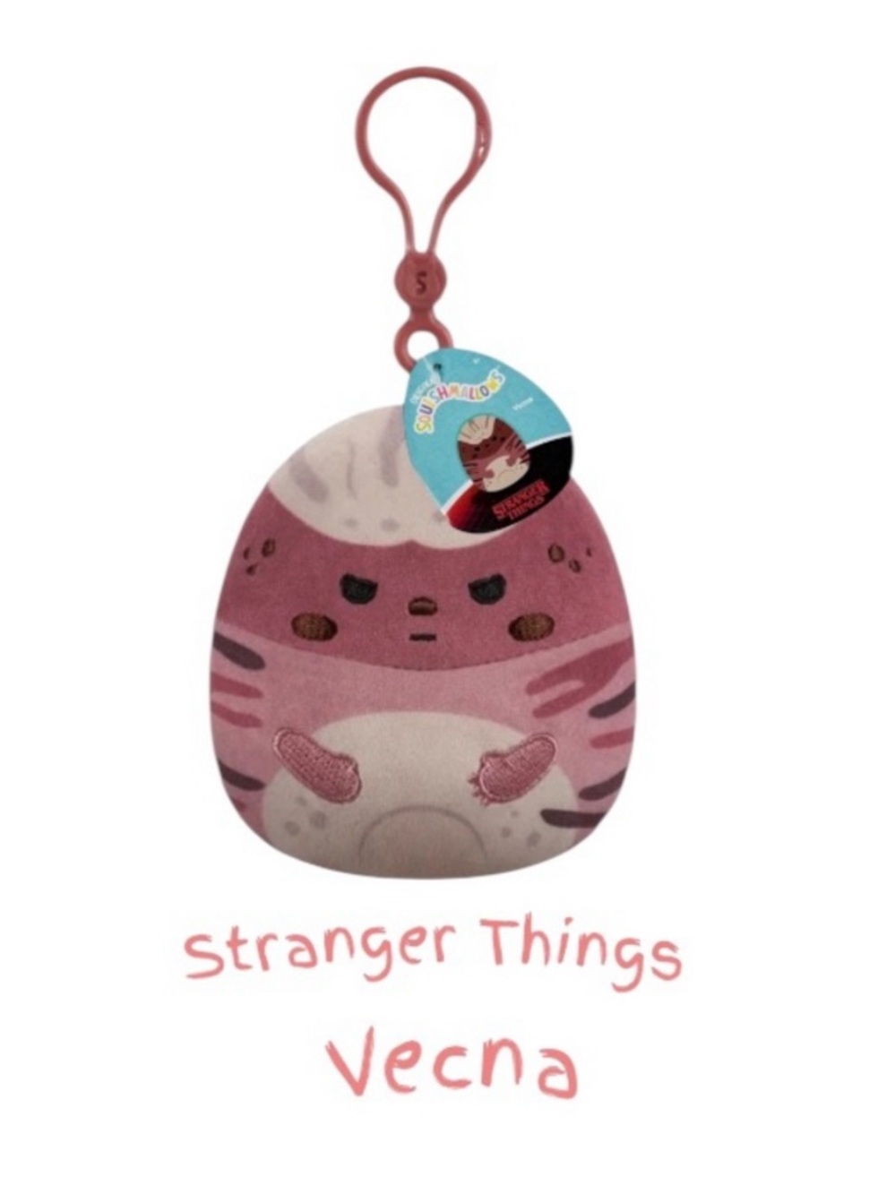 Squishmallows Stranger Things Vecna Pink and Brown Plush Keychain